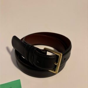 Men's Coach Black Leather Belt with Gold Buckle